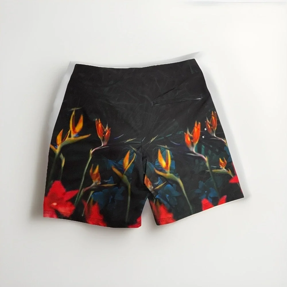 American Eagle Mens Bird of Paradise Floral Board Shorts Black Swim Trunks Small